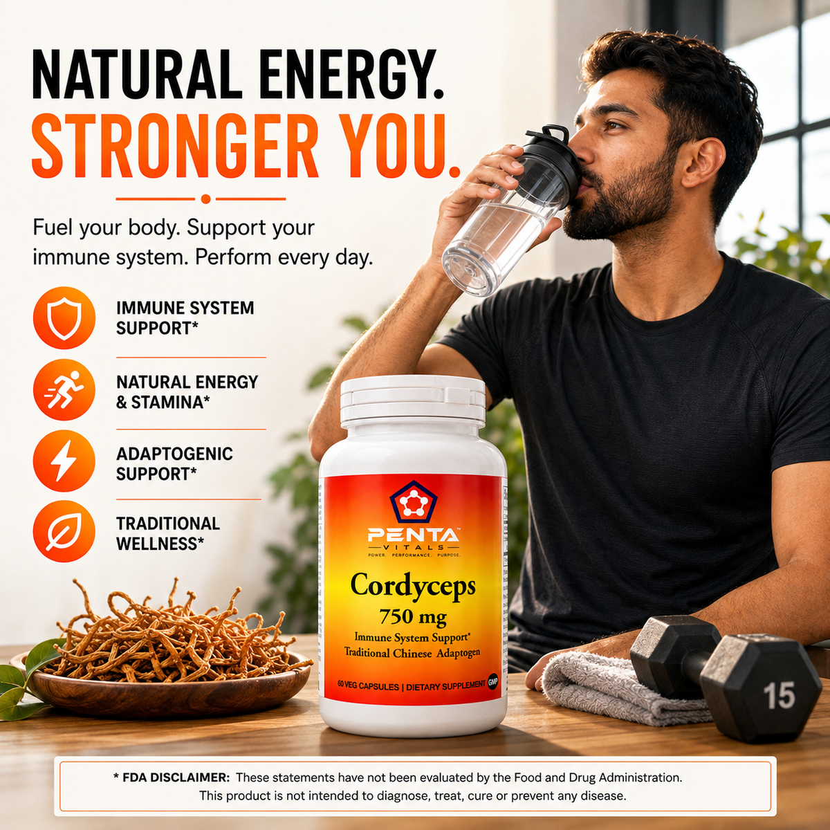 Cordyceps 750mg – Immune Support & Energy Adaptogen