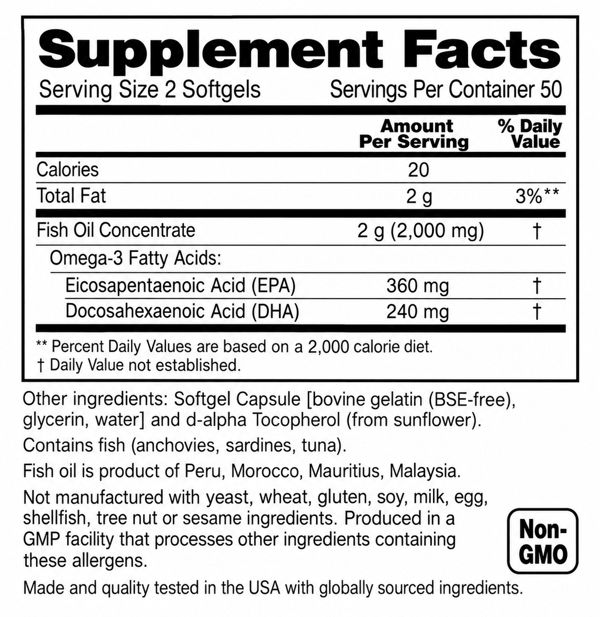 Penta Vitals Omega-3 Fish Oil 1000mg – EPA & DHA | 100 Softgels - Mann Nutrition