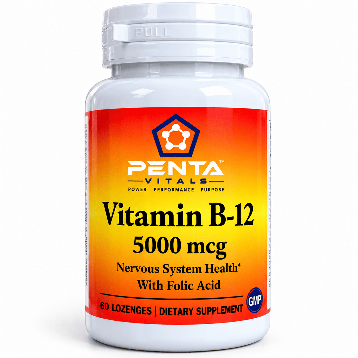 Penta Vitals Vitamin B-12 5000 mcg with Folic Acid – 60 Lozenges - Mann Nutrition